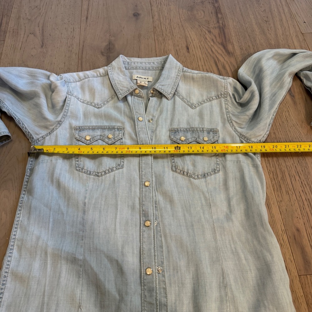 Ariat Pearl Snap Western Shirt Womens M Denim Blue Cowboy Rodeo - Picture 8 of 9